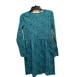 Girls Long Sleeve Dress Size XXL or 18 Cat & Jack Aqua Moon NWT